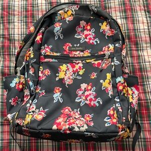 Vera Bradley Floral Backpack - Black with Red and Yellow